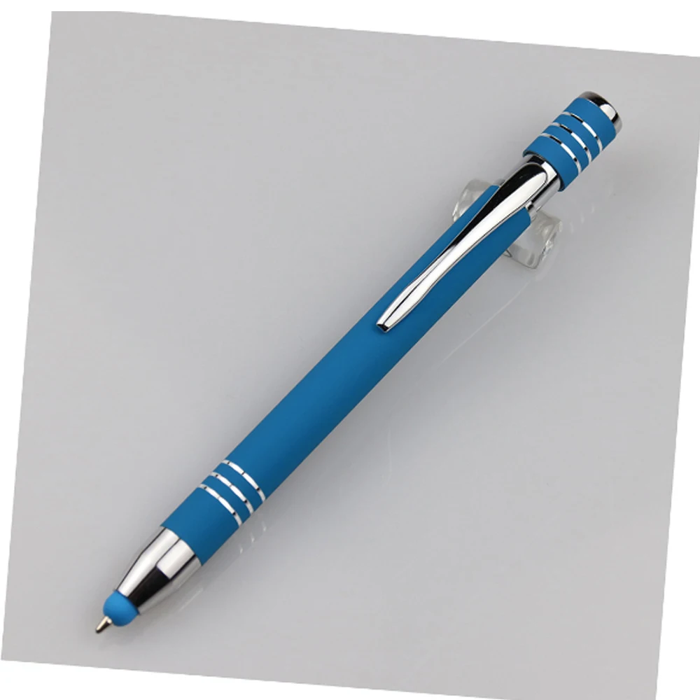 New Factory Printing Laser Logo Custom Cheap Promotional Aluminum Click Metal Soft Rubber Coated Ball Pen for Gift