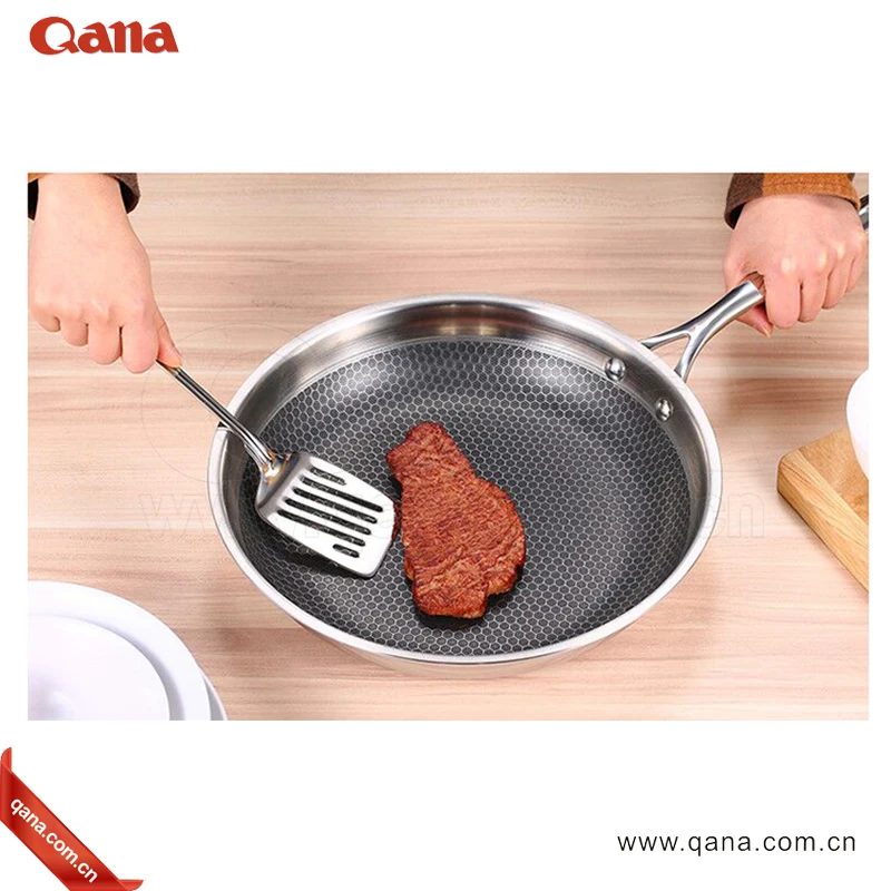 Трехслойная кухонная посуда QANA из нержавеющей стали с сотовой структурой антипригарная для приготовления кастрюль ВОК