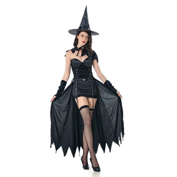 Fantasia feminina adulta noturna de bruxa para halloween, vestido fantasia  sexy