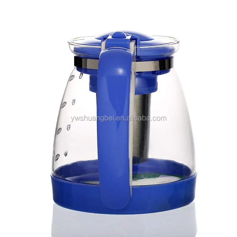 1800ML Modern Glass Measuring Teapot Infuser for Loose Leaf and Blooming Tea