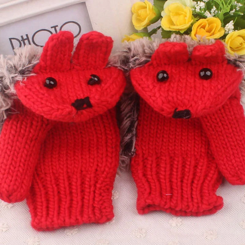 Оптовая продажа с фабрики зимние корейские милые модные студенческие варежки героями мультфильмов вязаные шерстяные плотные теплые женские перчатки