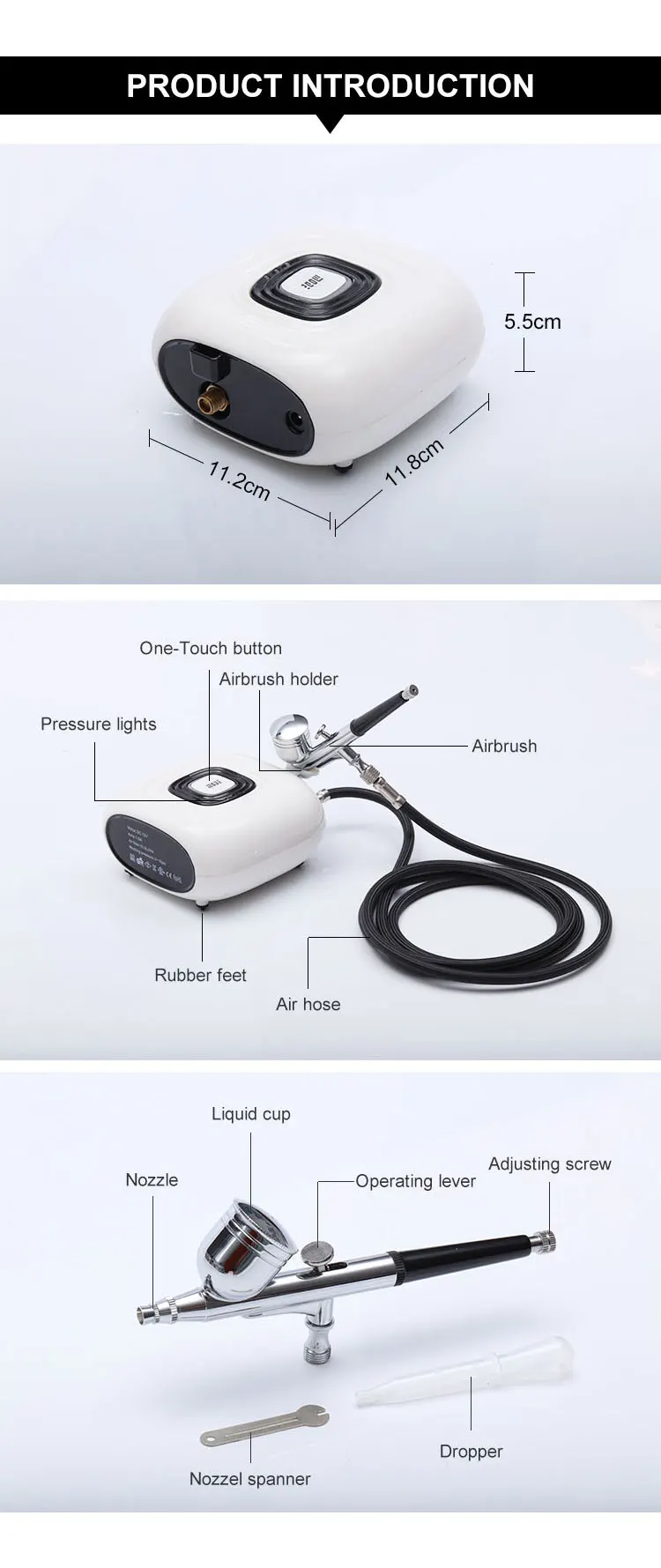 Hs086acsk Airbrush Min Compressor Private Label Airbrush Compressor
