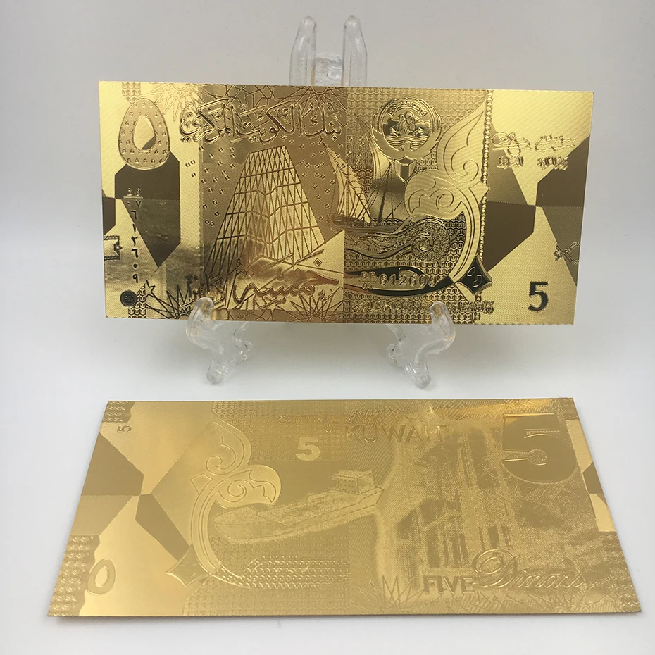 科威特第纳尔月 24 24k 金箔纸币钱的最好的周年礼物为 VIP 客户，亚克力展示架