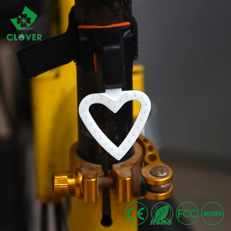 Clover Customizable Shape Heart Shaped Style Creative COB Bike Rear Light Usb Rechargeable Led Decorative Bicycle Light