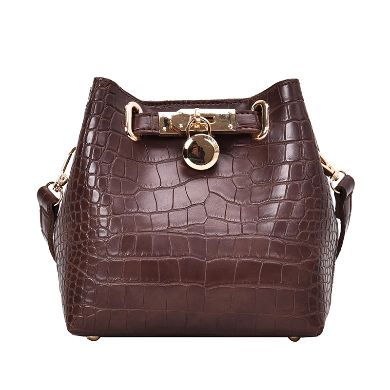 Wholesale Tasje Small PU Leather Women Shoulder Bucket Bag Crocodile