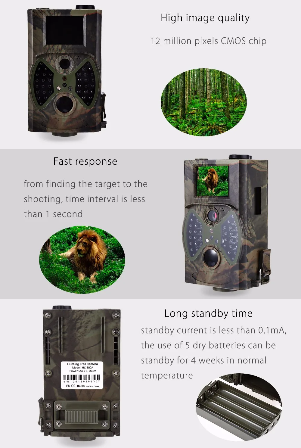 Suntek Trail Camera Hc300a 16mp 1080p Night Vision Wildlife Phototraps With Easy Operation