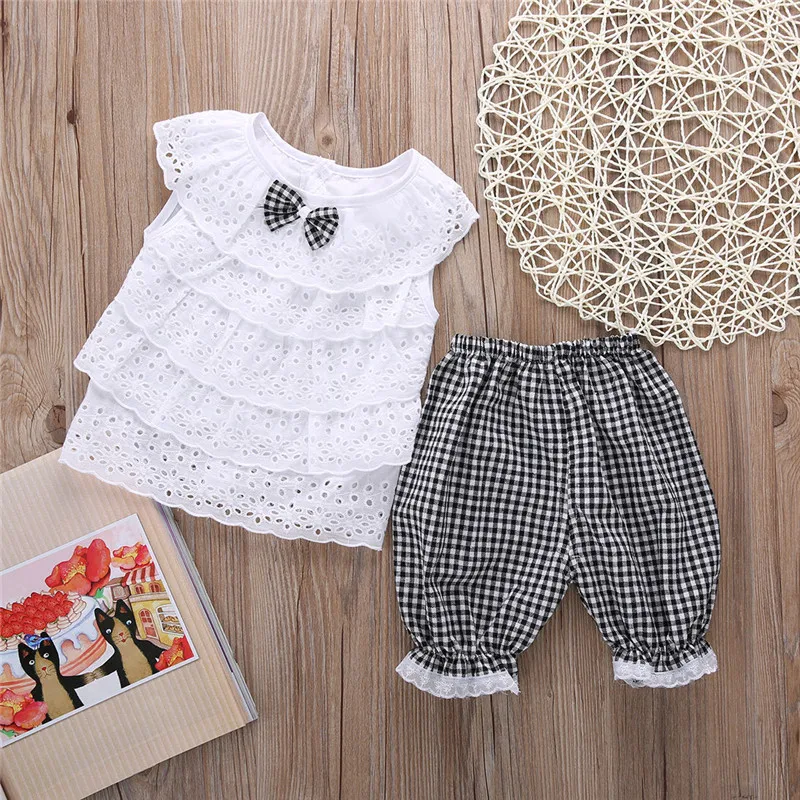 Pants Trousers Clothes Set 2PCS Toddler Kids Baby Girl Outfits T-shirt Tops