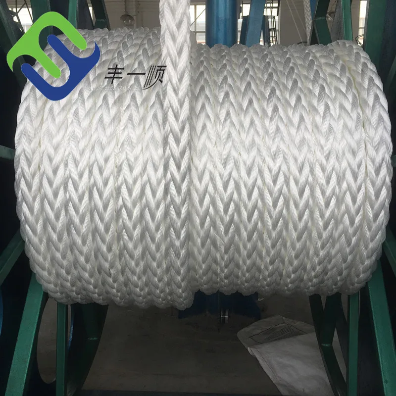 White 8 Strand 64mm/72mm Polyester Marine Mooring Hawser Rope