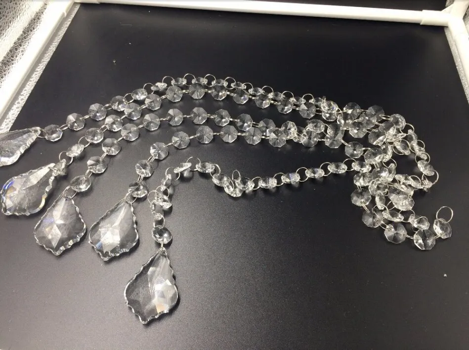 10 Chains / lot Crystal Octagon Beads Chains With 50mm Pendant Crystal Strands For Wedding Party Decor