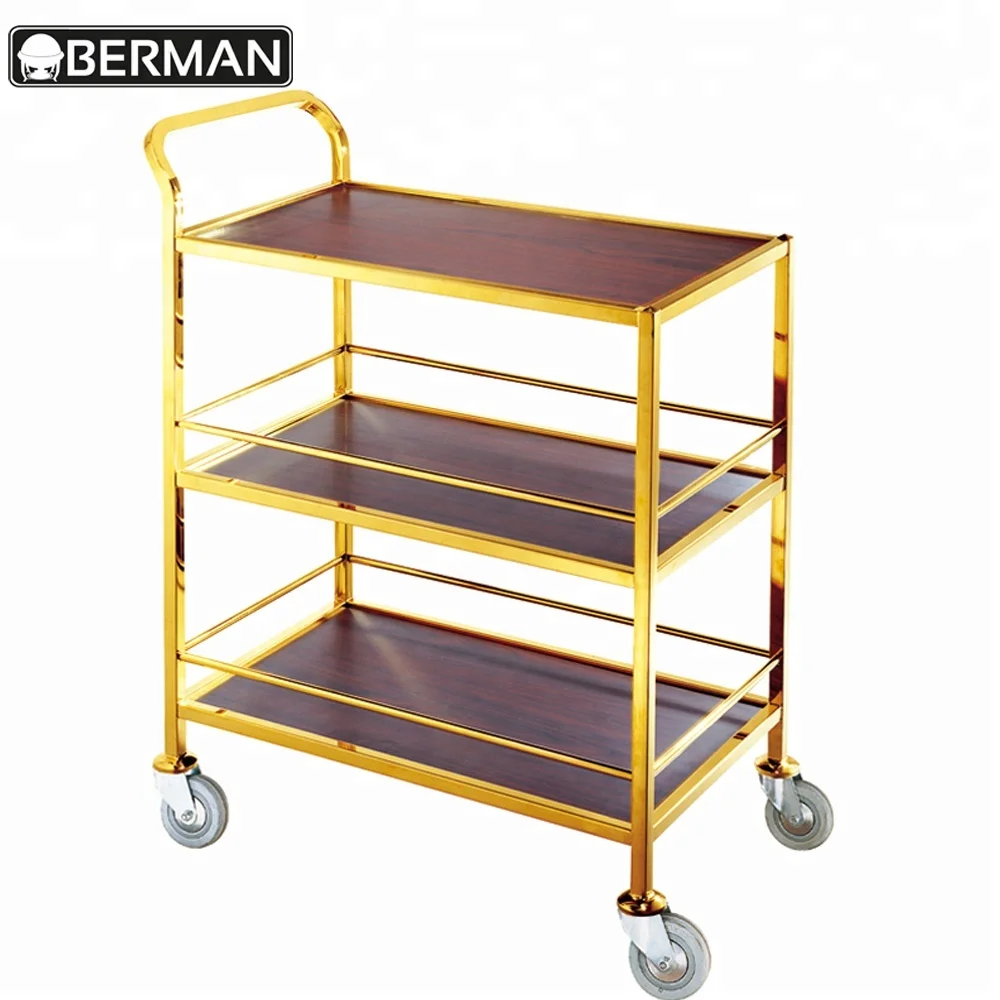Deluxe Gold Juice bar Cart with Wheels Used Catering Equipment for Sale