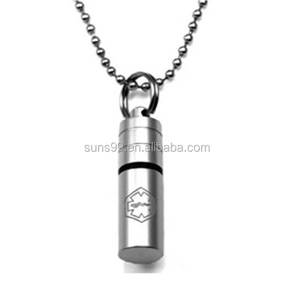 Customizable Nitro Fresh XL Pill Fob Necklace Stainless Steel