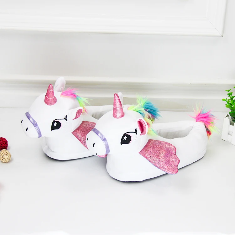 
fluffy home footwear plush house shoes wholesale plush unicorn baby Kids slippers for gifts 