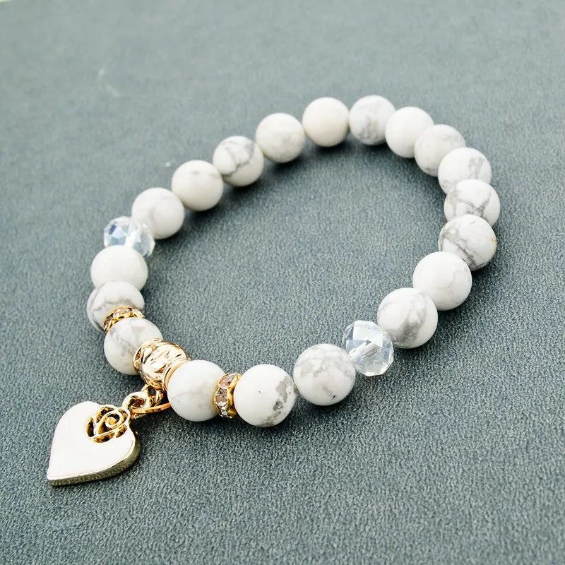 white howlite marble stone beaded women