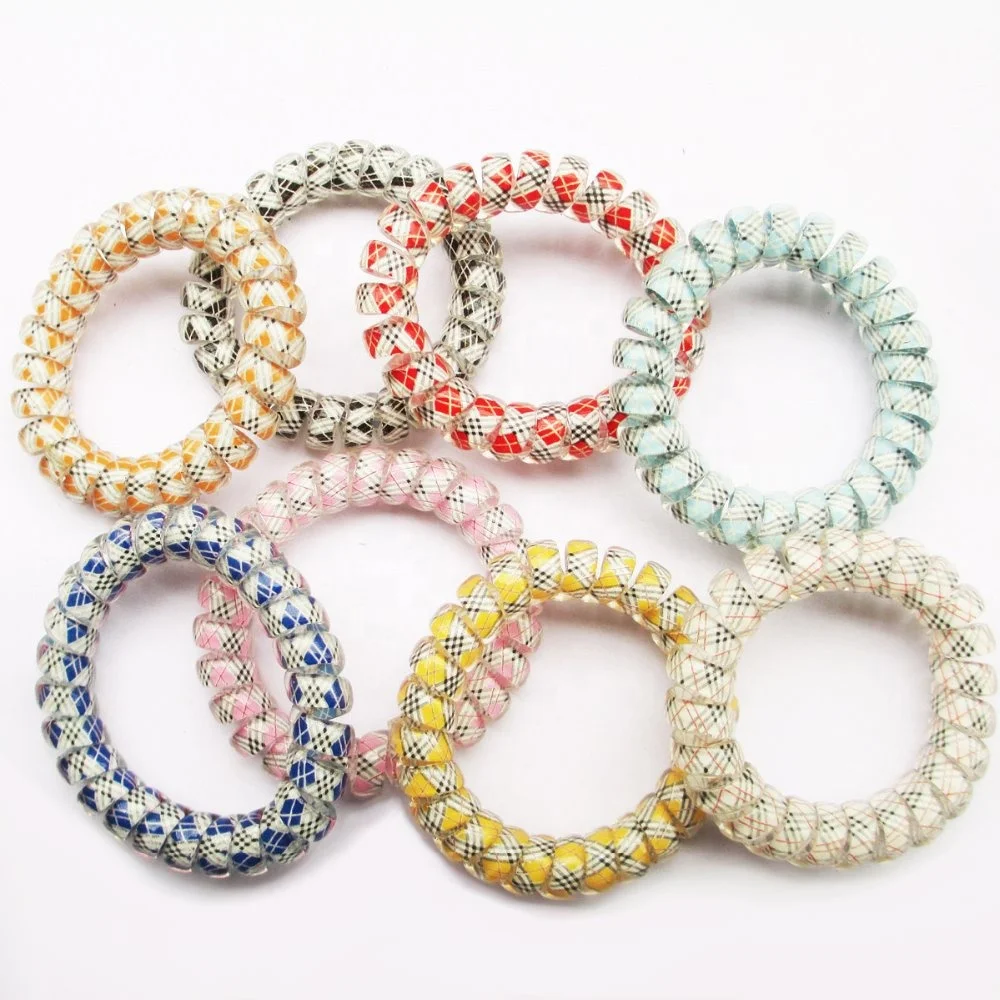 NEW Plastic Animal Printing Spiral Bracelet Telephone Cord Wrist Band Coils Hair Ties