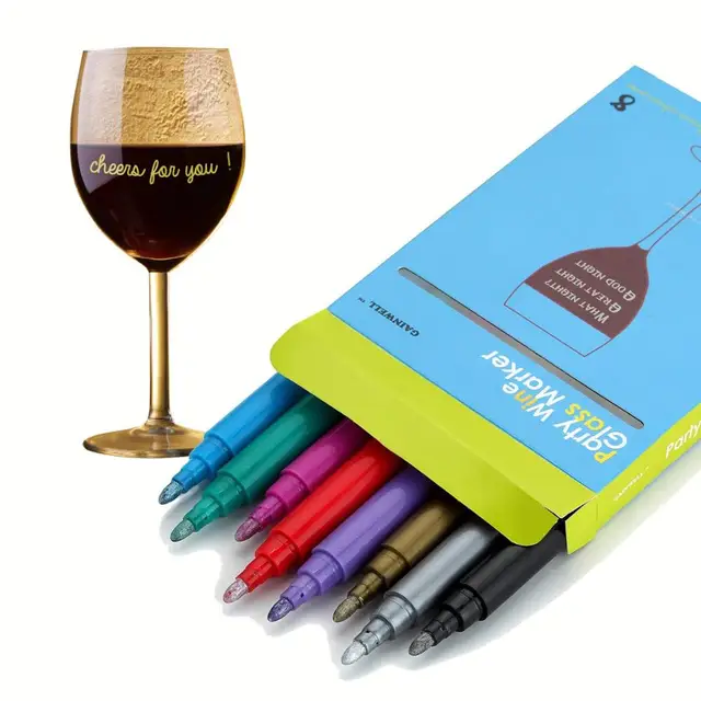 Vino Marker Wine Glass Pens Washable Drink Markers - Perfect For Holiday