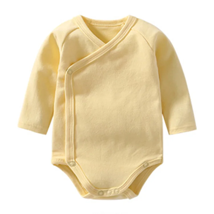 Оригинальный OEM-комбидресс с длинным рукавом, 100% хлопок, боди для новорожденных, боковое открытие, защита живота, детская одежда, комбинезон
