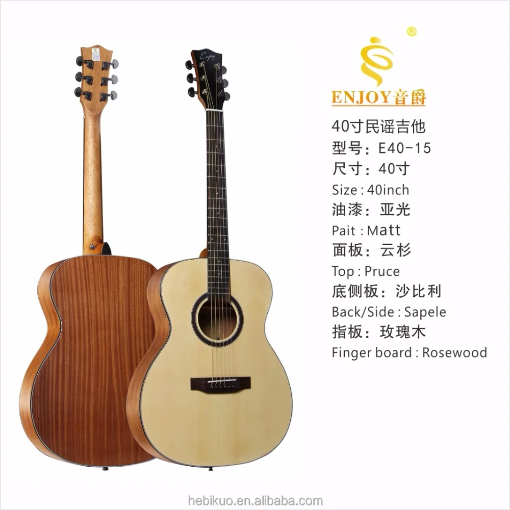 Factory Direct E40-15 Folk Acoustic Guitar with Matt Finish Cheaper OEM Style Featuring Spruce Sapele Wood