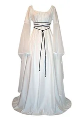 Женское платье в стиле ретро средневековой эпохи Возрождения, платье для косплея, Бандажное Макси-платье с длинным рукавом, платье Coldker