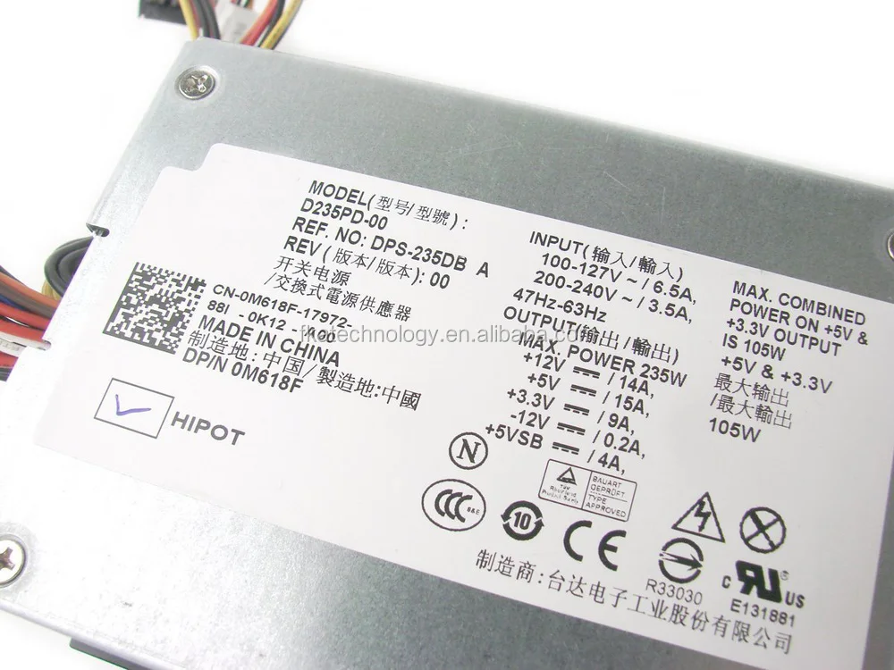D235PD-00 для Dell Optiplex 360 380 235 Вт блок питания M618F