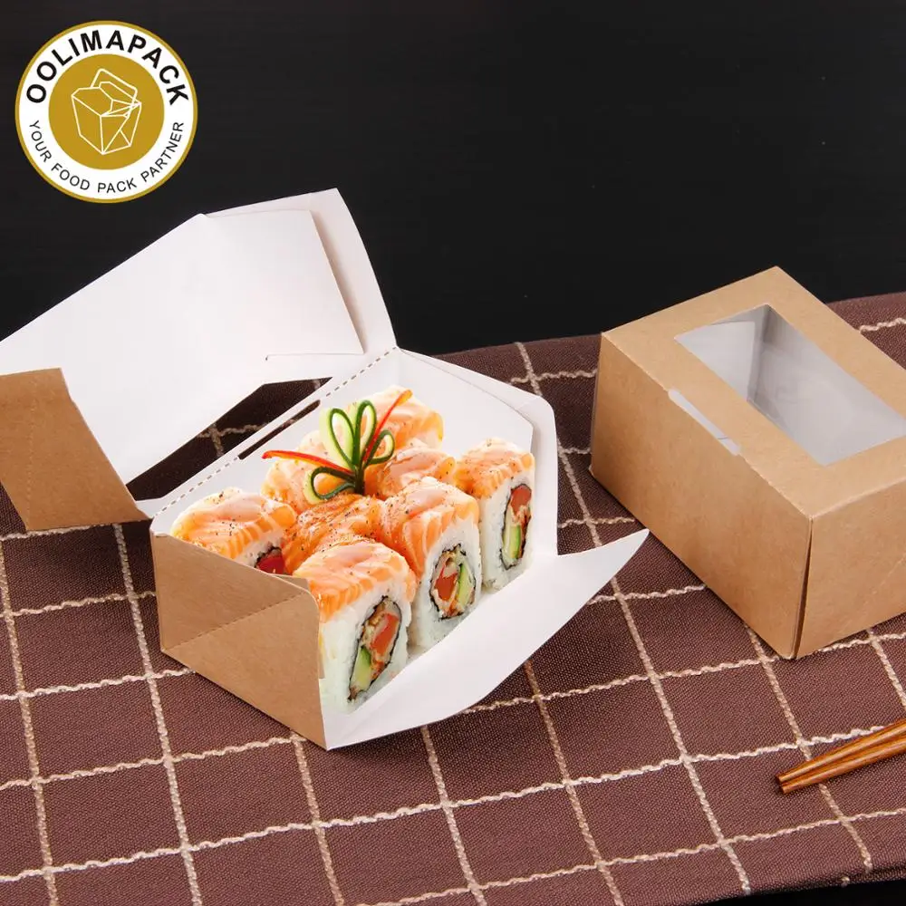 Sushi Box Disposable Environmental Paper Bento Box Transparent Window Food  Packaging Box Korean Gimbap Rolls Recipe Gourmet Cuisine Packing Japanese  Sushi Take Out Box – GUprint