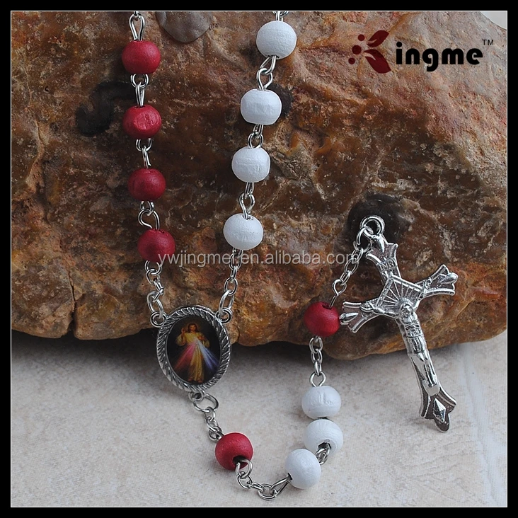 Jubilee Year of Mercy Rosary Catholic Necklace Pope Francis Rosary with Rose Scented Wood Beads