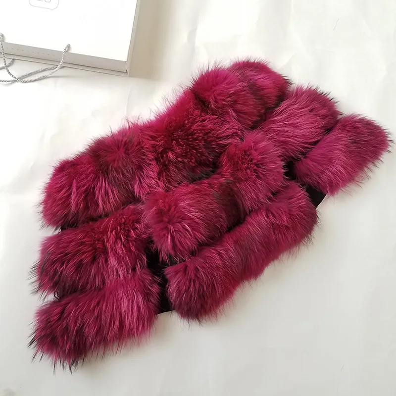 5色リアルファーベスト女性本物のアライグマファージレチョッキ冬の