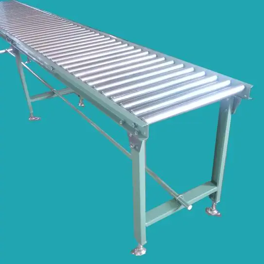 Industrial Gravity Roller Table Adjustable Feet Anti-Static Oil Resistant 50MM Roller Pitch 3000MM Length Used Rubber Belt for