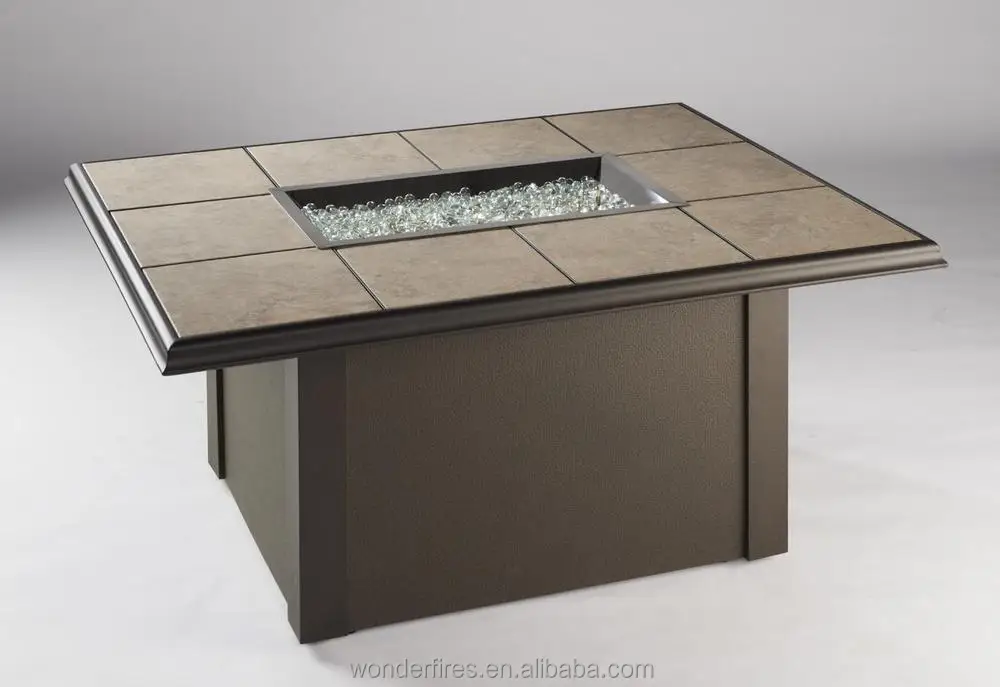 Square Gas Fire Pit Table With burner and Electronic Ignition for Outdoor Patio Use
