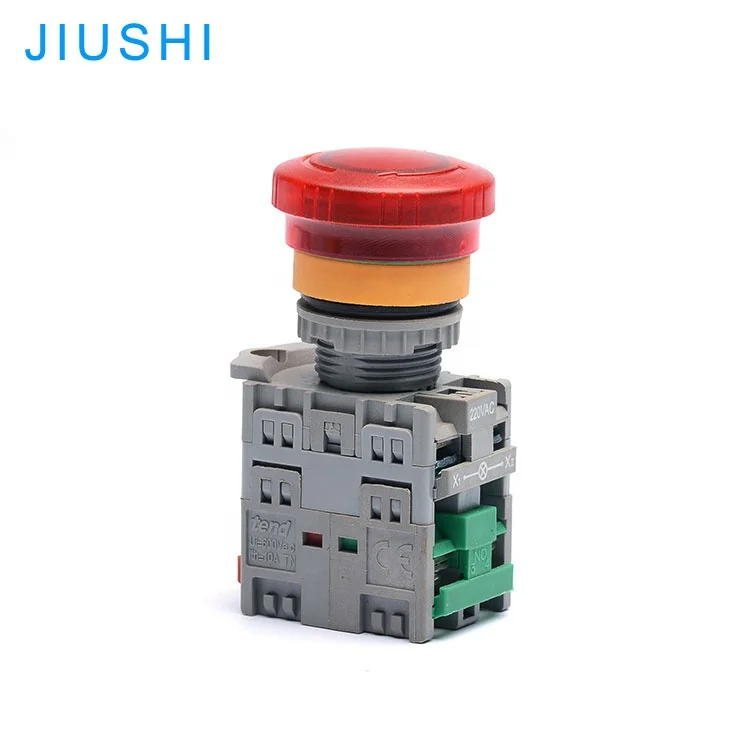 TN2BKD Emergency Stop Push Buttons Mushroom  Switches Illuminated 22mm Switch 1NO 1NC Maintained Push / Turn to Release, China