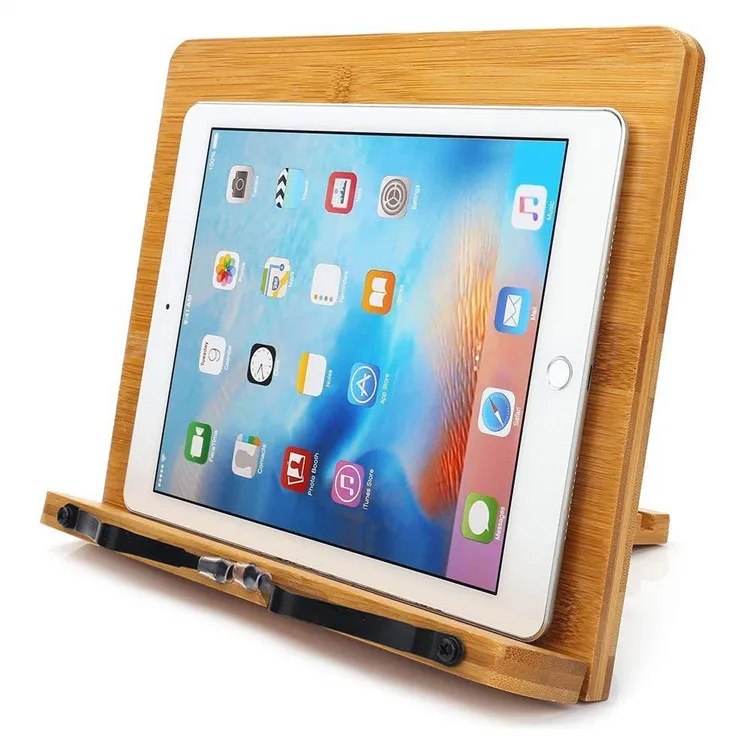 Adjustable Textbook  Reading Book  Wood Bamboo Tablet Cookbook Book Stand