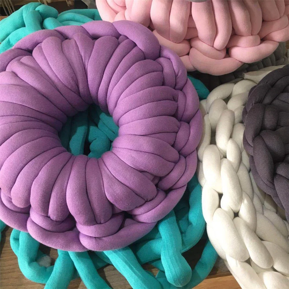 
3 см крупная веганская оплетка, машинная стирка, хлопчатобумажная трубчатая пряжа для ручного вязания 