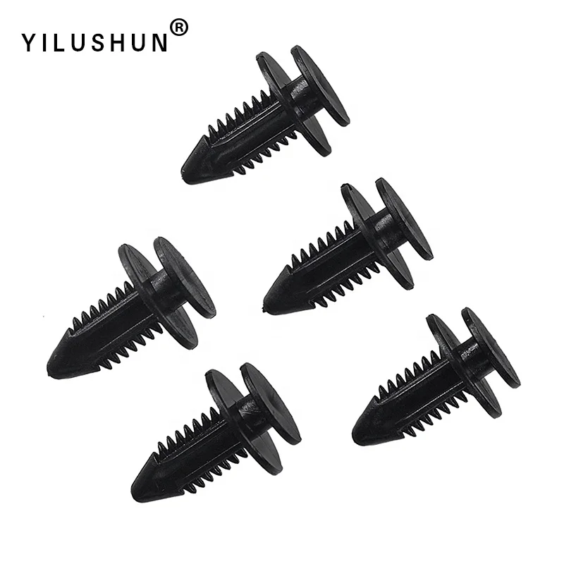 1set Car Fastener Clip Plastic Push Fixed Pin Threaded Rivet Clips For Car Door Trim Body Bumper