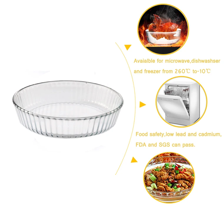 Simax Round Glass Casserole Dish: Clear Glass Round Casserole Dish with Lid  and Handles - Covered Bowl for Cooking, Baking, Serving, etc. - Microwave