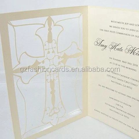 Cross First Communion Dinner Muslim Wedding Invitation Card Custom Birthday Invitations Laser Cut Menu Cards