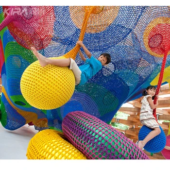 Commercial Colorful Indoor Crocheted Rainbow Climbing Net Playground ...