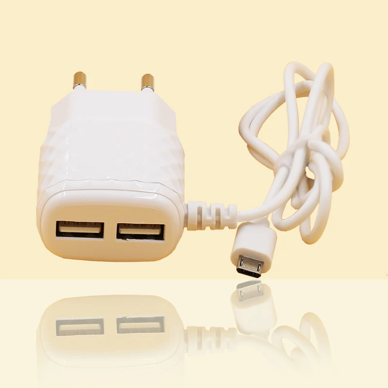 Cheap Price Portable 2A Dual Port Usb Travel Wall Charger with Cable for Mobile Phone