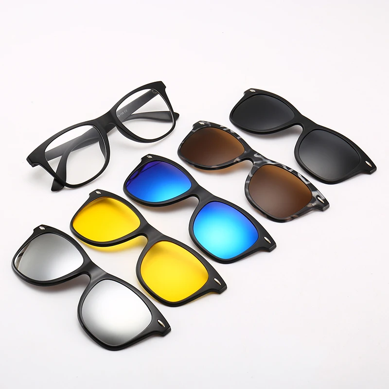 5Pcs Classic Polarized Magnetic Clip on Sunglasses for Driving Glasses Night Vision