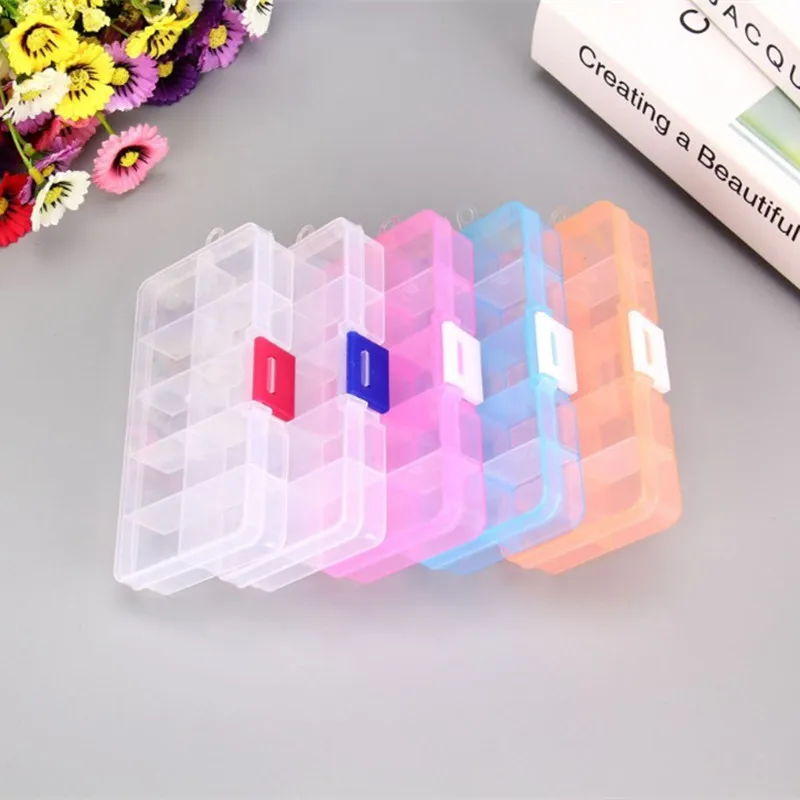 Регулируемый прозрачный пластиковый ящик для хранения мелких предметов, коробка для инструментов для ювелирных изделий, органайзер для бисера и таблеток, кейс для ногтевого дизайна, 10 ячеек
