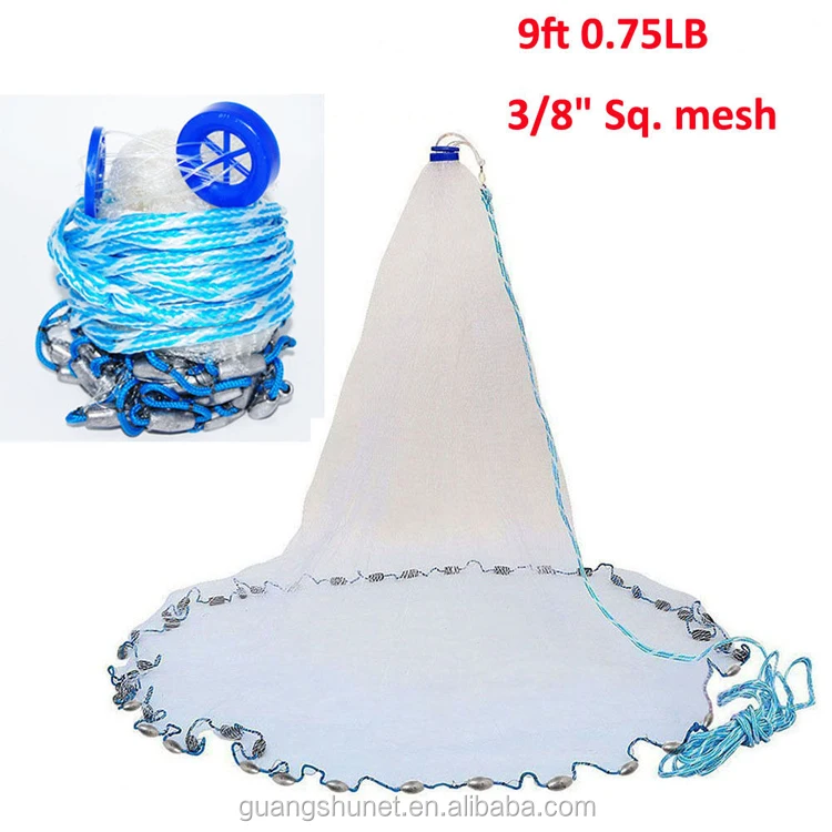 Fly Hand Cast Net Throw Drawstring Casting Fishing Net