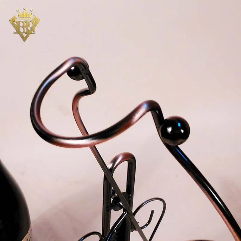 Swing Design Iron Metal Wine Bottle Organizer Holder Display Rack for Single Bottle