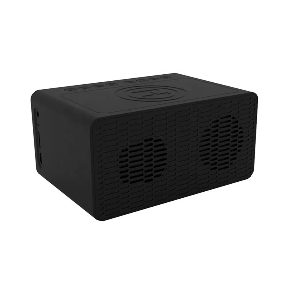 OEM Headphone Wireless Charging Alarm Clock with Radio Wireless Speaker for All Mobile Phone