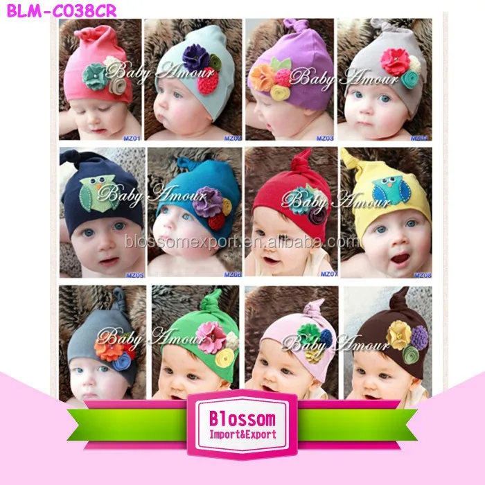 2015 хит продаж! Очаровательная однотонная хлопковая шапка для новорожденных