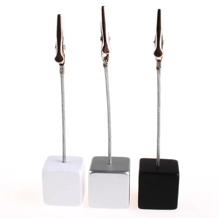 Customized Resin Cube Base Photo Picture Holder Stand Clip with Metal for Name Card & Note Display