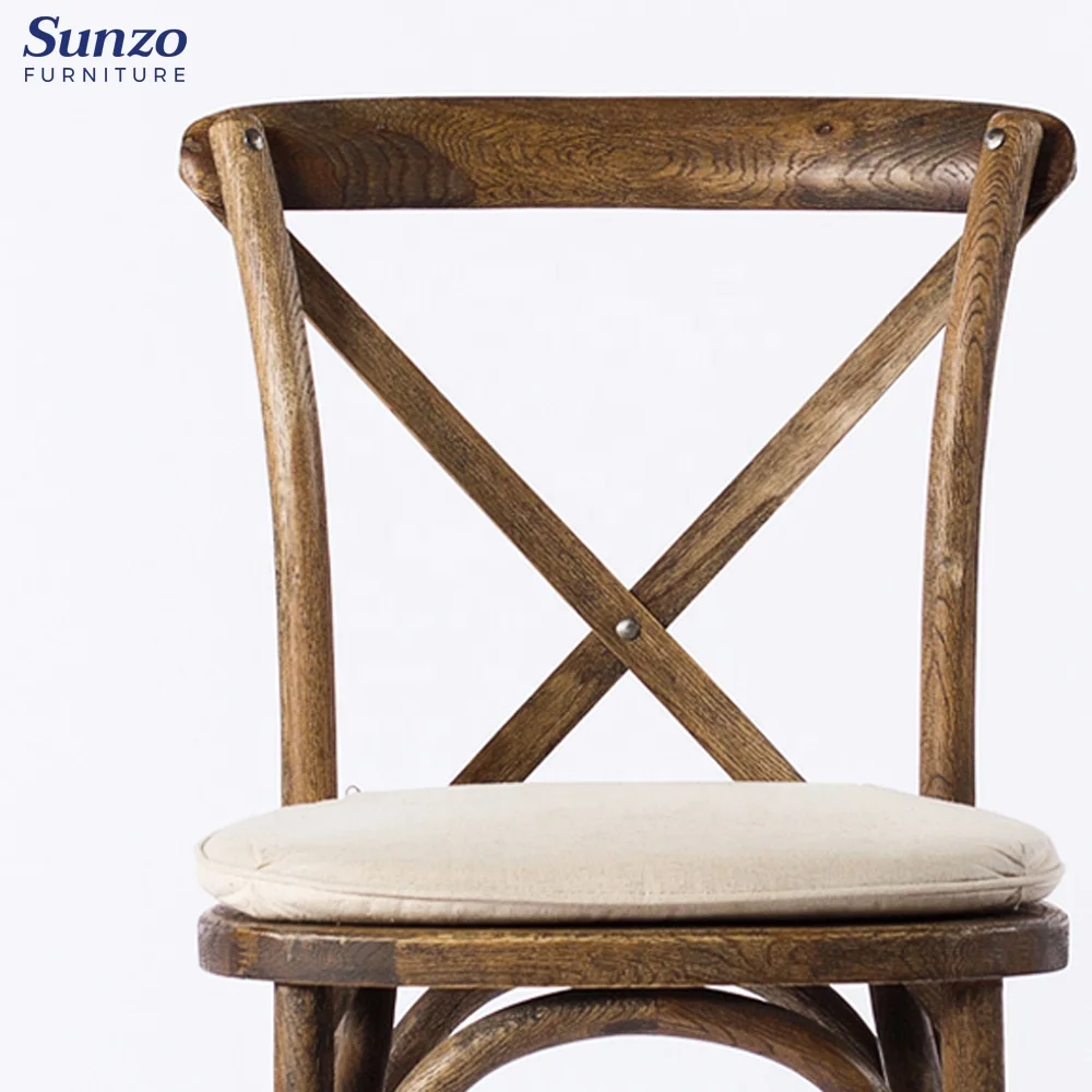 Antique X Cross Back Chairs Stackable Wooden Rustic Dining Chairs