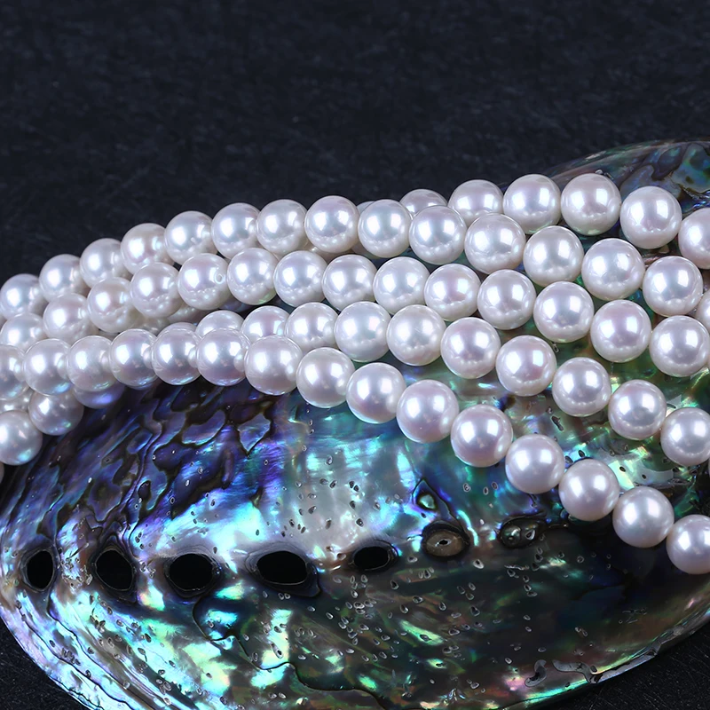 AAAA 8mm 9mm White Akoya Round Shape Seawater Pearl Strand