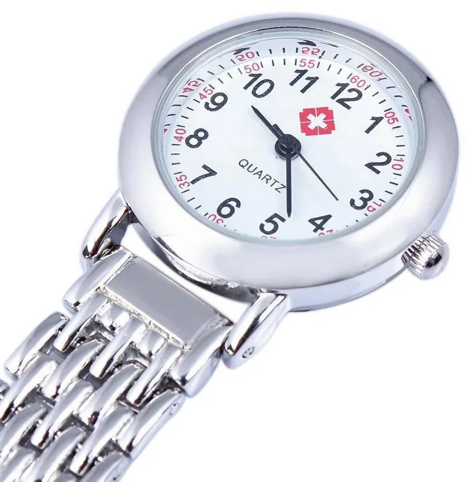 Classic Round Dial Cheap Nurse Watch Promotional Breast Metal Unisex Men and Women Silver Quartz Nurse Watch