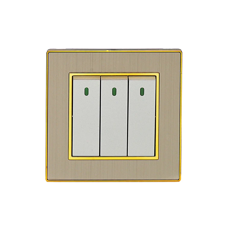 Wholesale OEM UK Standard 10A Metal Light Wall Switch 1/2/3/4 Gang Wall Light Switch for Home