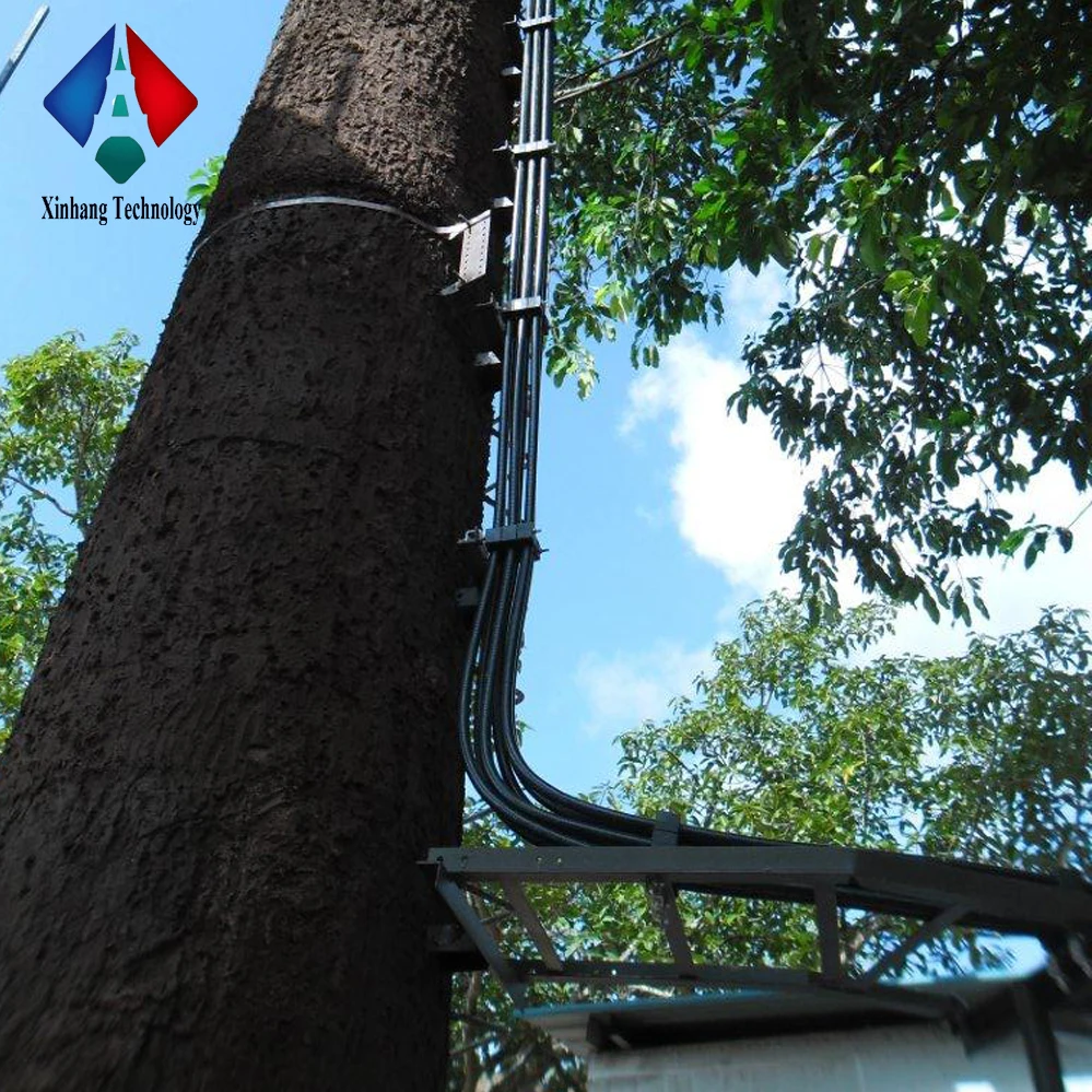 camouflaged telecom tree cell phone signal antenna tower