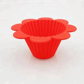 Food Grade BPA Free Non Stick Colored Mini Flowerpot Silicone Cupcake Molds/ Flower Shape Silicone Baking Cups in Various Colors