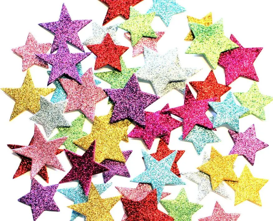 5 Sheets Glitter Silver Star Stickers, Self-Adhesive Assorted Star